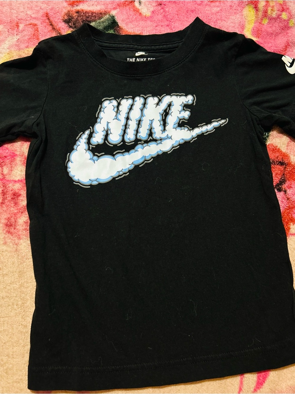 Nike Black Tee with White and Light Blue Swoosh - Picture 2 of 4